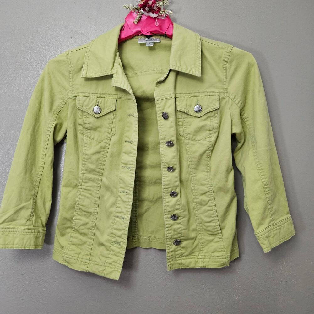 Dressbarn Bright Green Jacket S Stretch Y2K Dopamine Dressing Layering Piece